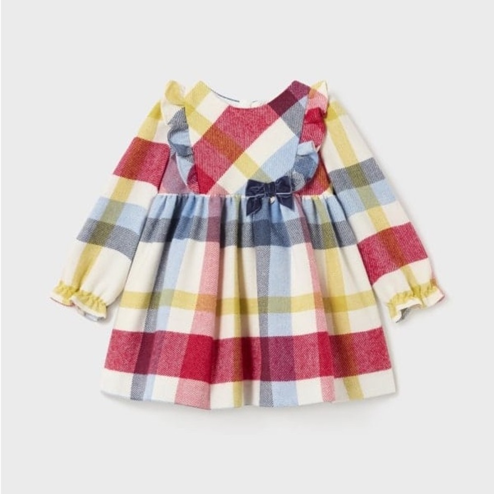 Mayoral wool blend plaid dress baby girl 6m